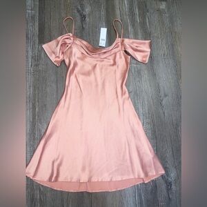 SOLD NWT Top Shop Off The Shoulder Pink Fancy Slip Dress Size 4